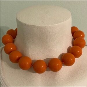Monet Orange Beaded Choker Necklace chunky retro vibes